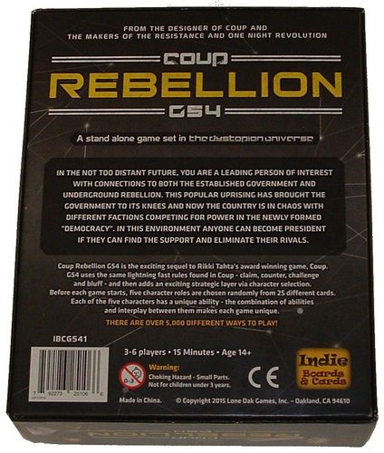 Monopolis Coup: Rebellion G54 Base Tabletop, Board and Card Game