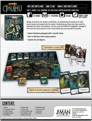 Monopolis Pandemic Reign of Cthulhu Base Tabletop, Board and Card Game