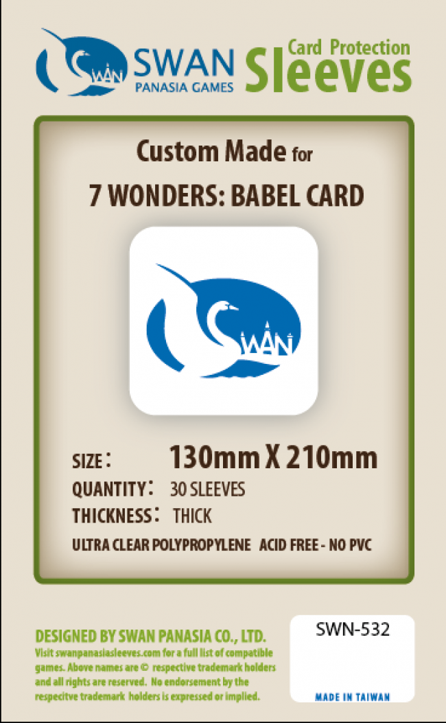 Swan Panasia Sleeves - Babel Thick (130x210mm) tebal 80mic, 30pcs Monopolis Swan Panasia Thick 130x210 Card Sleeve Board Game Accessories