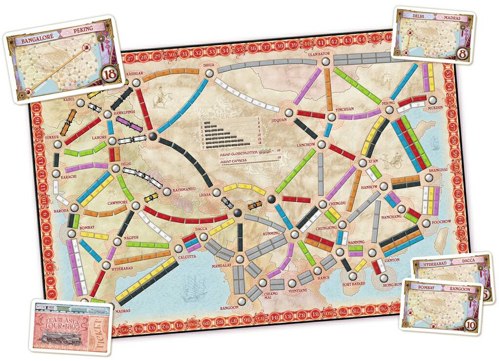 Ticket to Ride: Team Asia & Legendary Asia Monopolis Ticket to Ride Team Asia and Legendary Asia Expansion Tabletop, Board and Card Game
